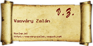 Vasváry Zalán névjegykártya